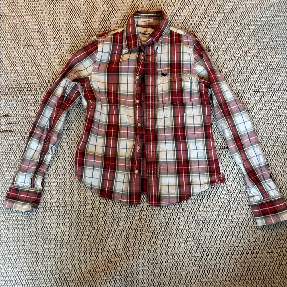 Abercrombie & Fitch Red and White Plaid Kids Shirt